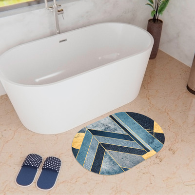 KUBER INDUSTRIES Polyester Bathroom Mat(Blue, Medium)