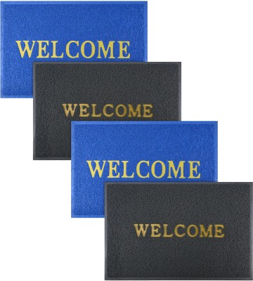 KUBER INDUSTRIES Rubber Door Mat(Blue, Grey, Large, Pack of 4)