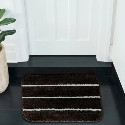 HK Handloom Microfiber Bathroom Mat(Coffee, Free, Pack of 2)