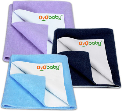 Oyo Baby Cotton Baby Bed Protecting Mat(Dark Blue, Blue, Violet, Pack of 3, Small)