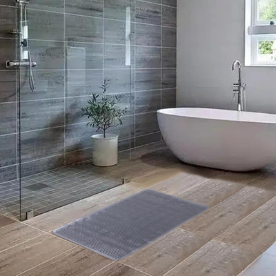 KUBER INDUSTRIES PP (Polypropylene) Bathroom Mat(Grey, Free)