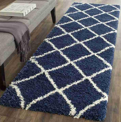Vaishno Handloom Microfiber Floor Mat(Blue, Free)