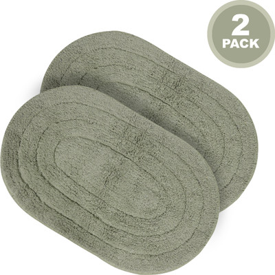 Royal Lush Cotton Door Mat(Green, Pack of 2, Medium)