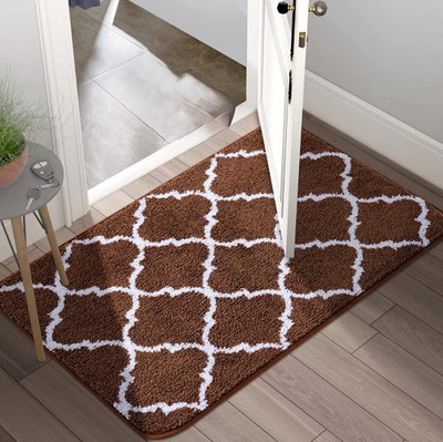 SR CREATIONS Microfiber Door Mat(Brown, Medium)