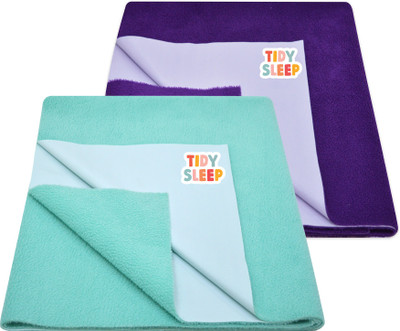 TIDY SLEEP Cotton, Fleece Baby Bed Protecting Mat(Light Blue, Purple, Small, Pack of 2)