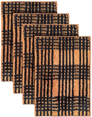 Crown Home Microfiber Bathroom Mat(Orange, Medium, Pack of 4)