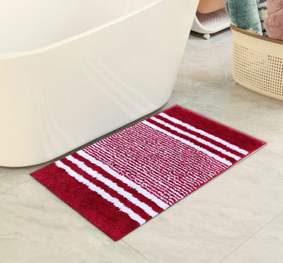 Ishran Microfiber Door & Floor Mat(Red-White, Free)