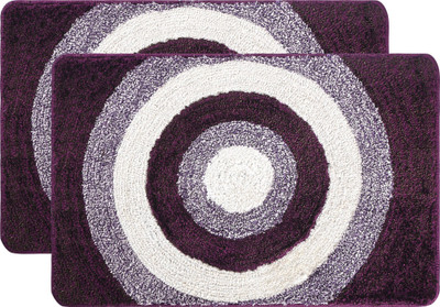 KUBER INDUSTRIES Microfiber Floor Mat(Violet, Cream, Pack of 2, Medium)