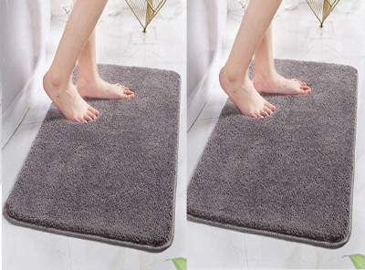 4tens Microfiber Bathroom Mat(coffee, Medium, Pack of 2)