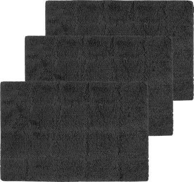 Black Gold Cotton Door Mat(Grey, Medium, Pack of 3)