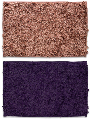 EXOTICE Polyester Door Mat(Beige & Purple, Medium, Pack of 2)