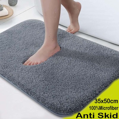 Chhogli Microfiber Bathroom Mat(Grey, Medium)