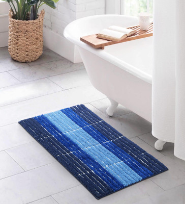 Obsessions Polyester Bathroom Mat(Blue, Free)