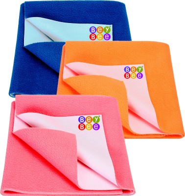 BeyBee Cotton Baby Bed Protecting Mat(Salmon Rose, Royal Blue, Peach, Small, Pack of 3)
