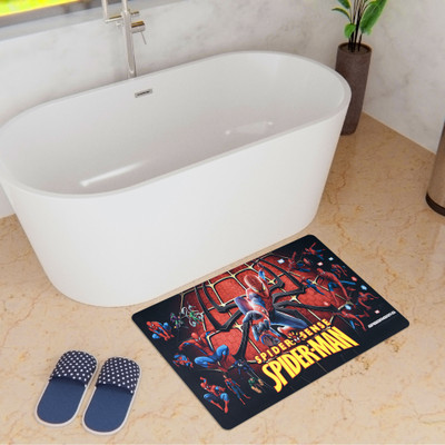 KUBER INDUSTRIES Polyester, Rubber Bathroom Mat(Black & Blue, Medium)