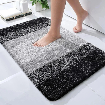 Snug Step Microfiber Floor Mat(Black, Grey, Large)