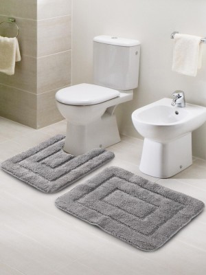 Saral Home Cotton Bathroom Mat(Grey, Medium, Pack of 2)