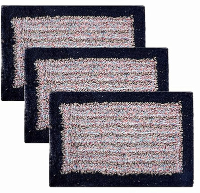 VSTUCART Microfiber Door Mat(Blue, Medium, Pack of 3)