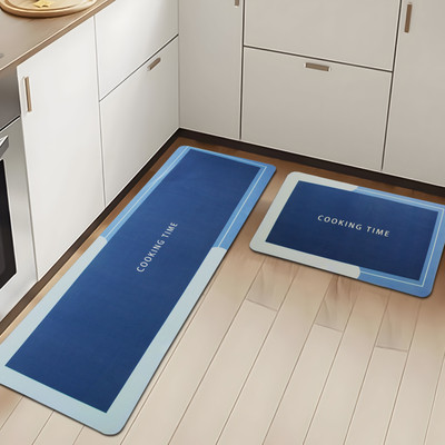 Dtex Rubber Kitchen Mat(Sky Blue, Pack of 2, Extra Large)