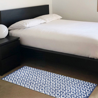 house of handmade Cotton Floor Mat(Blue, Medium)
