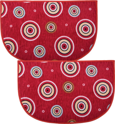 KUBER INDUSTRIES Wool Door Mat(Red, Medium, Pack of 2)