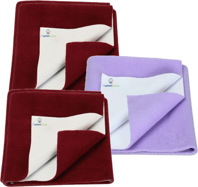 MummCare Cotton Baby Bed Protecting Mat(Maroon, Maroon, Lavender, Small, Pack of 3)