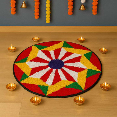 Vyantra Cotton Door & Floor Mat(Multicolor, Free)