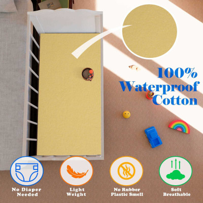 RishuLinen Cotton Baby Bed Protecting Mat(Yellow, Medium)