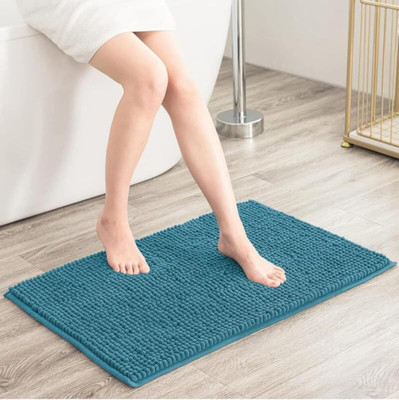 MY HOME Microfiber Floor Mat(Light Blue, Medium)