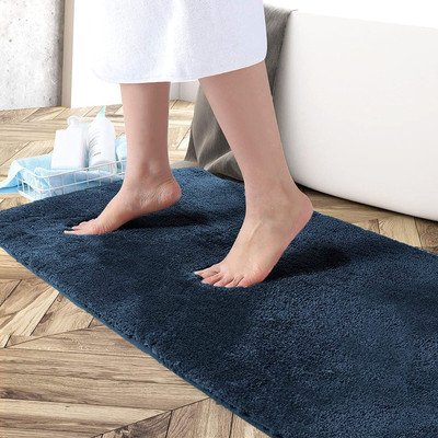 F i Microfiber Door Mat(Navy Blue, Small)