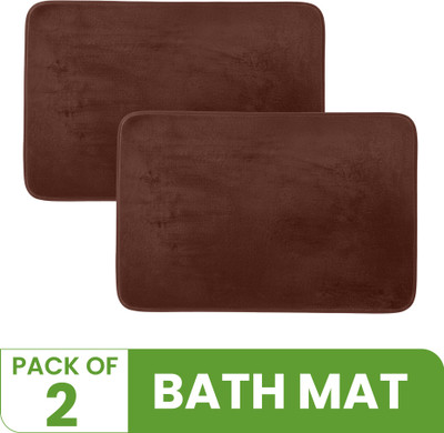 HOUSE OF TERRY Microfiber Bathroom Mat(Brown, Pack of 2, Medium)