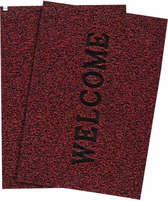 HOMESTIC Rubber Door Mat(Red, Large, Pack of 2)