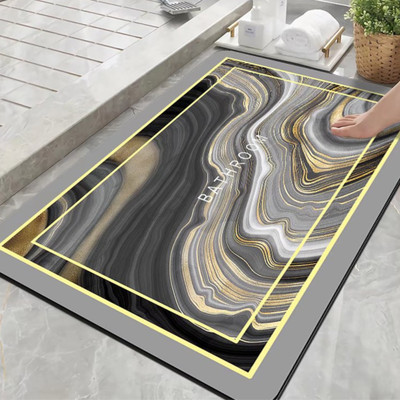 BK 10 IMPORT & EXPORT Silicone Bathroom Mat(Blue & Yellow, Medium, Pack of 2)
