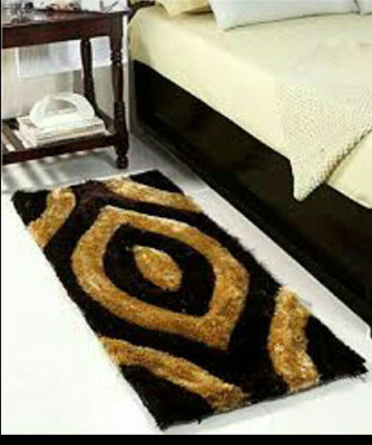 DNK TREND Brown, Black Polyester Runner(2 ft,  X 5 ft, Rectangle)