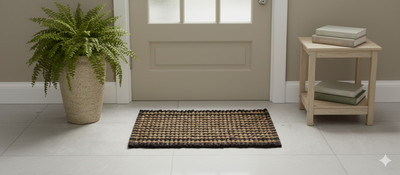Blissful Amyra Homes Cotton Door & Floor Mat(Beige, Pack of 2, Medium)