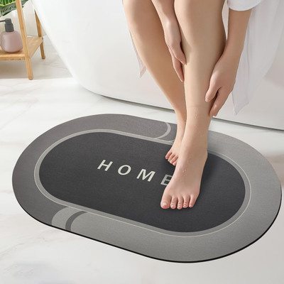 GRISHVA Rubber Bathroom Mat(Grey, Medium)