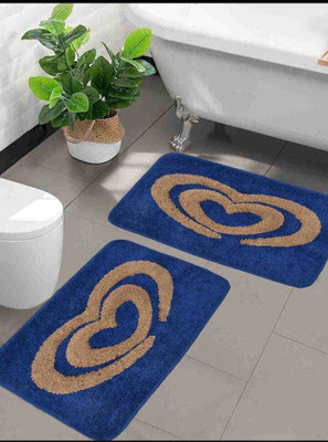 M.S.D.PRODUCTS Microfiber Door Mat(Royal Blue, Medium, Pack of 2)