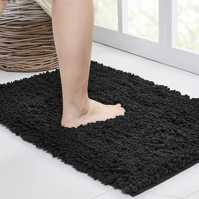 STEFLON Microfiber Door Mat(Black, Medium)