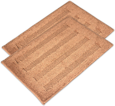 KUBER INDUSTRIES Microfiber Door Mat(Gold, Large, Pack of 2)