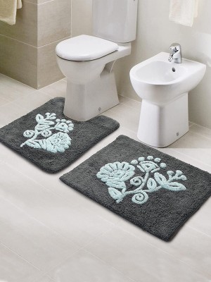 Saral Home Microfiber Bathroom Mat(Grey, Medium, Pack of 2)