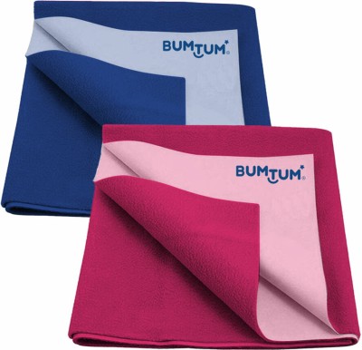 BUMTUM Cotton, Fleece Baby Bed Protecting Mat(Royal Blue + Hot pink, Medium, Pack of 2)