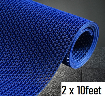 Shoppingzone Rubber Bathroom Mat(Blue 2x10Feet, Large)