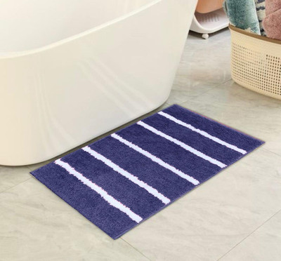 Ishran Microfiber Door & Floor Mat(Blue-White, Free)