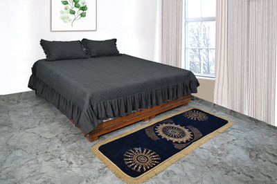 Abhsant Velvet Prayer Mat(Blue, 2x6 Ft., Extra Large)