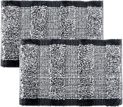 KUBER INDUSTRIES Microfiber Door Mat(Gray, Medium, Pack of 2)