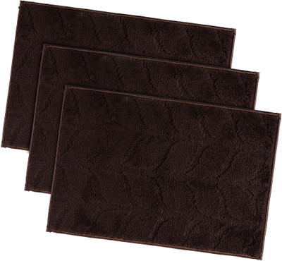 KUBER INDUSTRIES Microfiber Door Mat(Brown, Medium, Pack of 3)