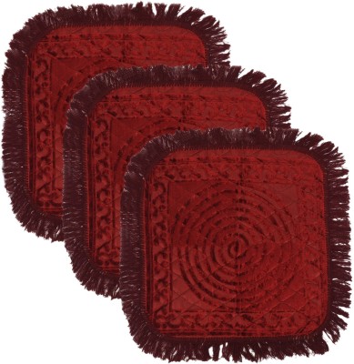 KUBER INDUSTRIES Velvet Prayer Mat(Maroon, Medium, Pack of 3)