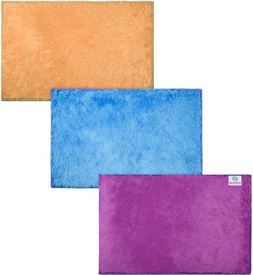 Heart Home Velvet Door Mat(Multicolor, Medium, Pack of 3)