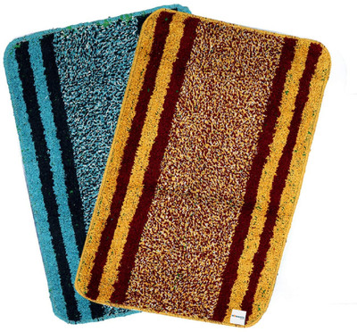 HOMESTIC by Kuber Industries Cotton Door Mat(Multicolor, Pack of 2, Free)