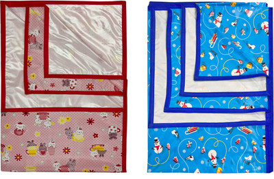ECOSOFT Plastic Baby Bed Protecting Mat(PINK RABBIT & BLUE PENGUIN, Large, Pack of 2)